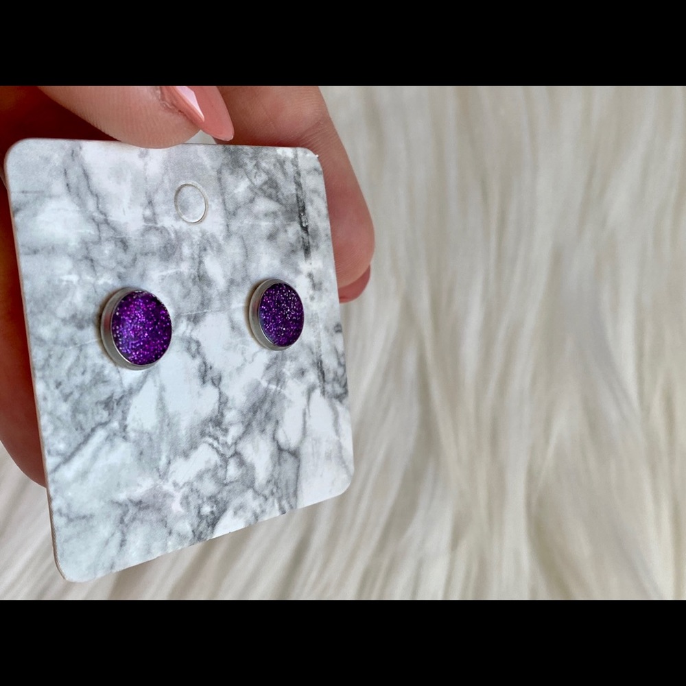 Purple glitter earrings
